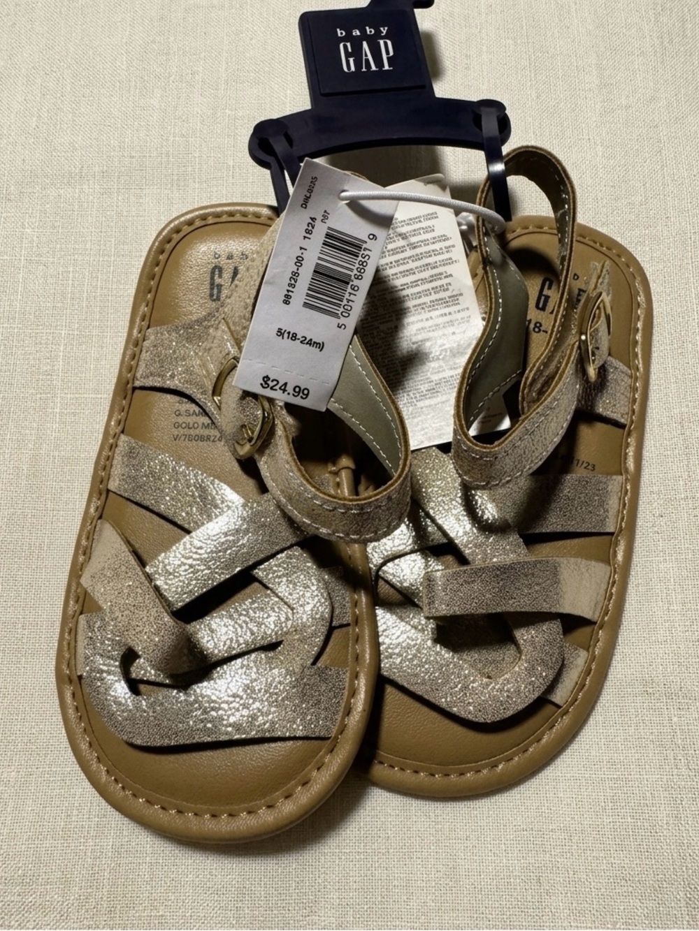 GAP Toddler Metallic Gold Glitter Strap Sandals